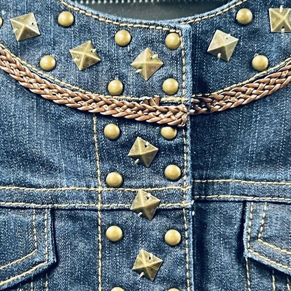 Ruby Rd. Jacket Woman 8 Petite Blue Denim Jean Coat Dark Wash Snap Closure - Picture 5 of 12